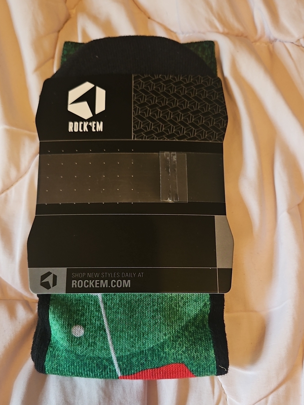 Rock'em Men's Green Patterned Casual Socks